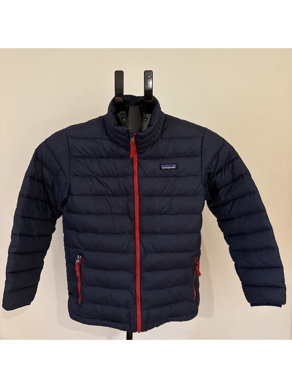 Patagonia Kids Dark Blue Puffer Jacket with Red Details